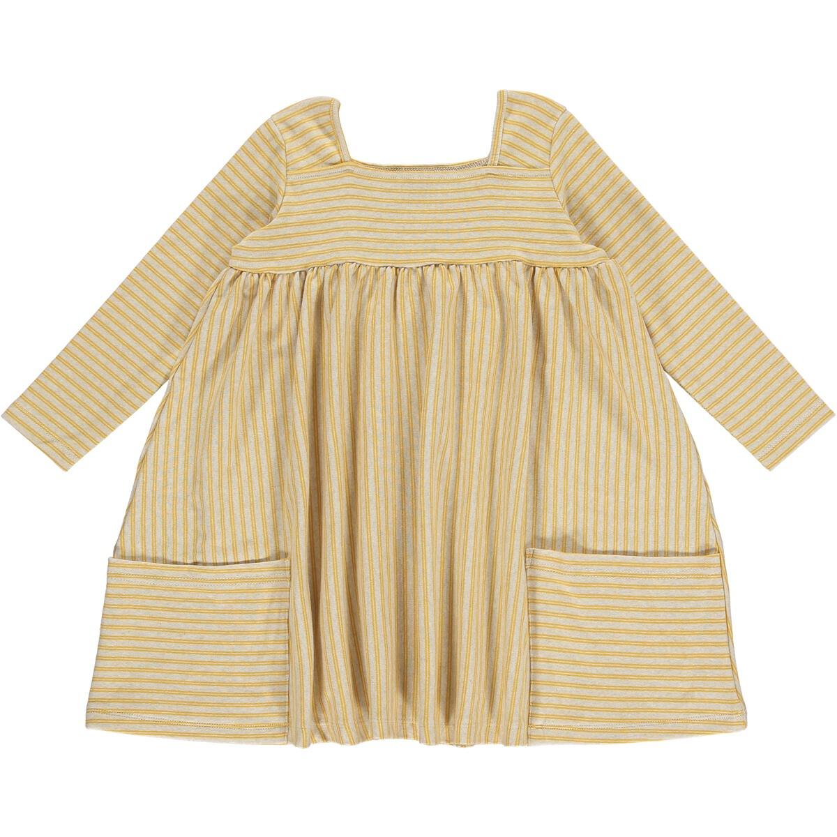 RYLIE DRESS LS - MUSTARD STRIPE