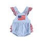 LIGHT BLUE & RED GINGHAM USA FLAG RUFFLE ROMPER