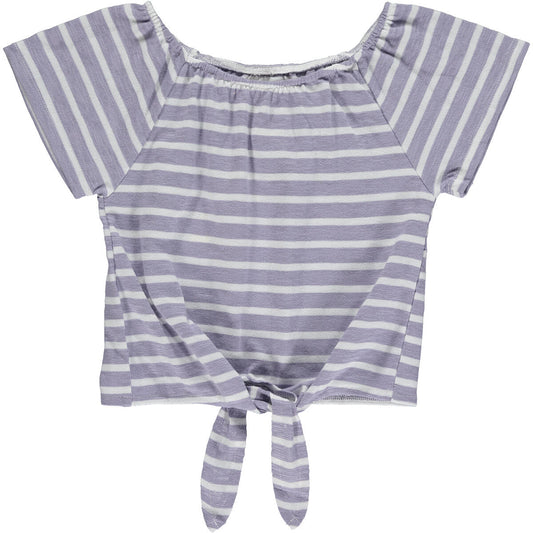 ESME TOP - PURPLE/IVORY STRIPE