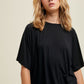 BOXY DROP SHOULDER KNIT TOP - BLACK