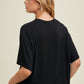 BOXY DROP SHOULDER KNIT TOP - BLACK