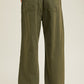 RAW EDGE WASHED DENIM PANTS - OLIVE