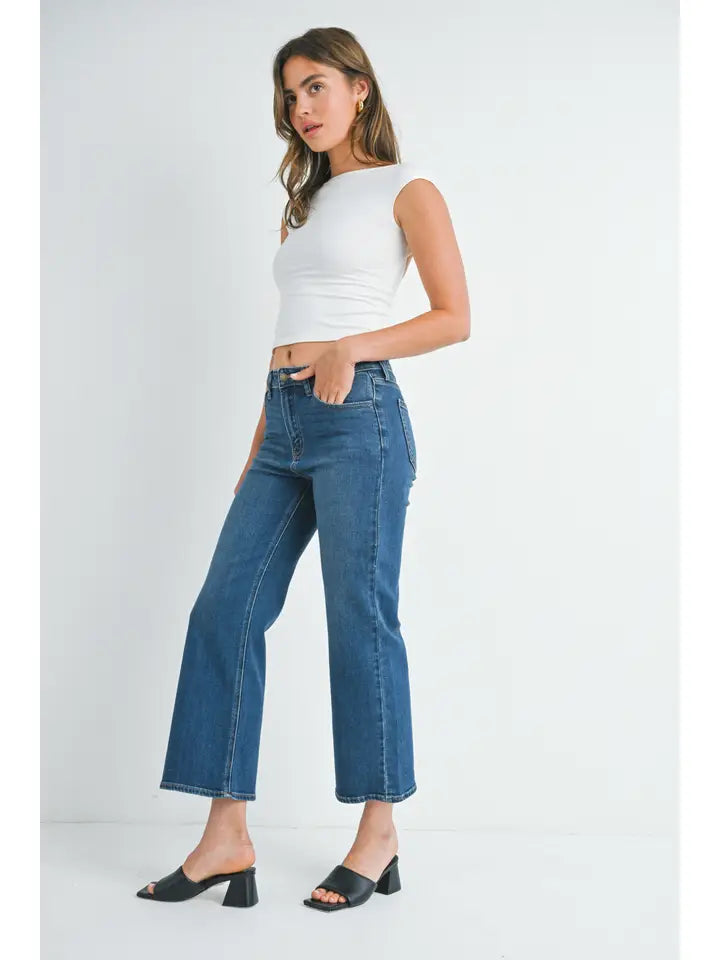 SLIM WIDE LEG - DARK DENIM