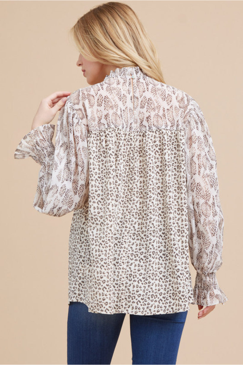 ANIMAL PRINT CHIFFON TOP