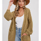 CHUNKY CABLE SLEEVE CARDIGAN - OLIVE