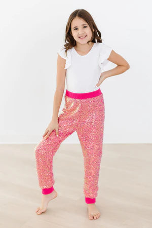 HOT PINK SEQUIN JOGGERS