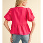 BOW TIE PEPLUM TOP - FUCHSIA