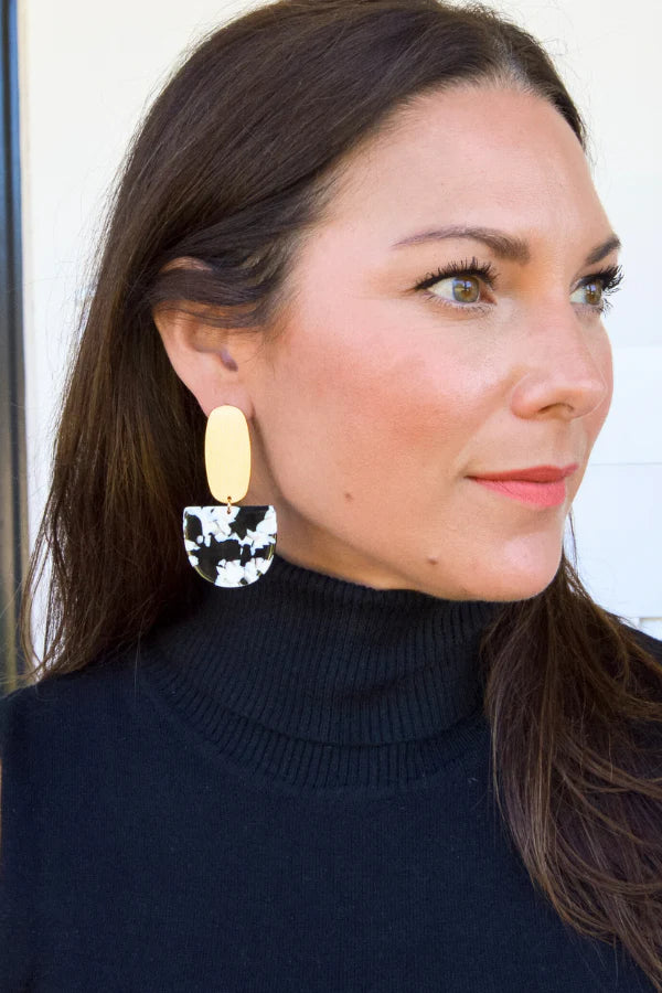 JESSICA EARRINGS - BLACK MARBLE