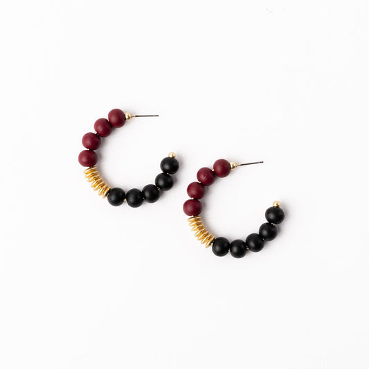 KELLY EARRINGS MEDIUM - GARNET & BLACK