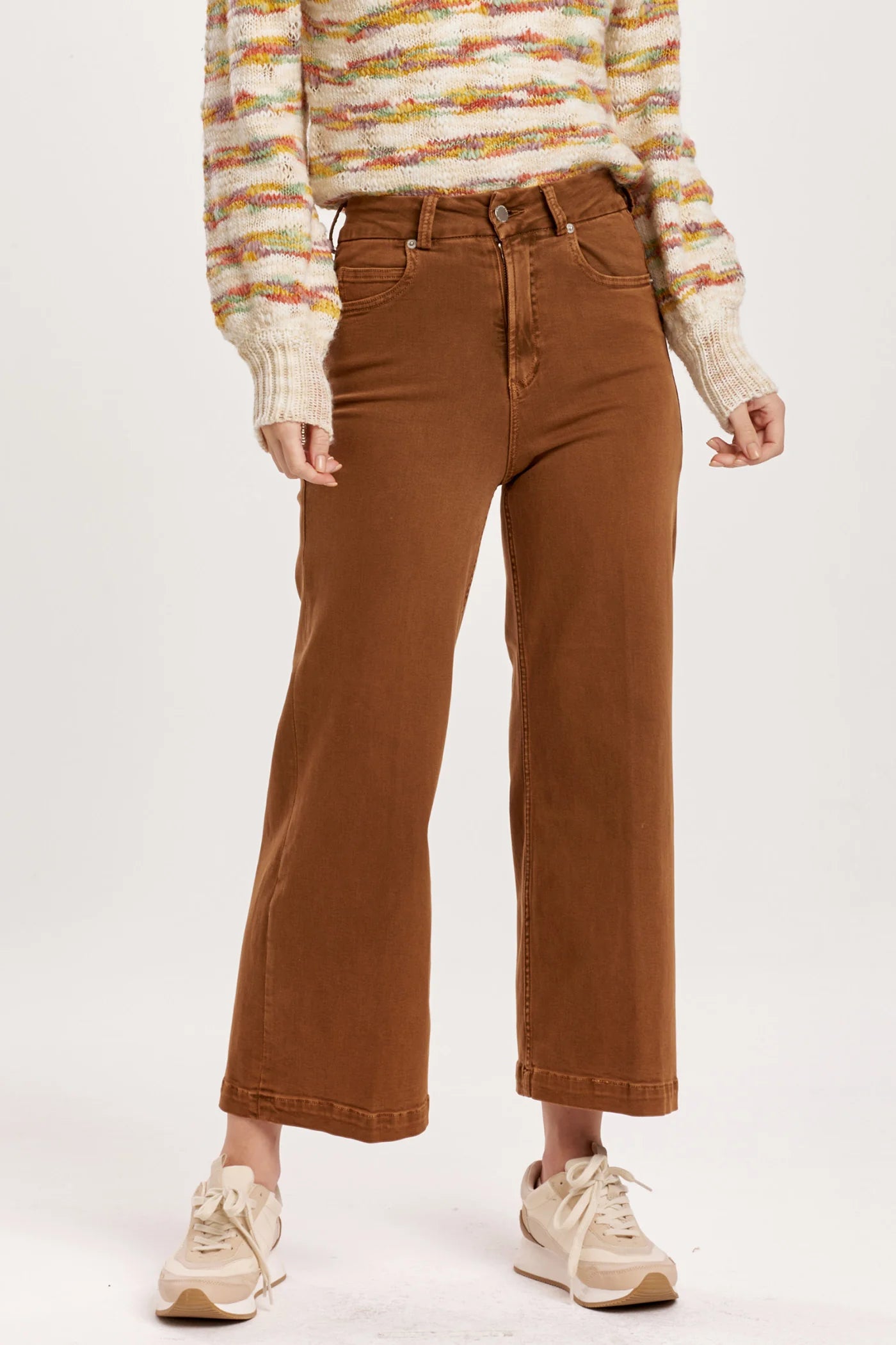 AUDREY SUPER HIGH RISE CROPPED WIDE LEG - BURNT SIENNA