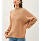 FLOWY MOCK NECK SWEATER - CAMEL