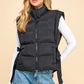 ZIPPER FRONT PUFFER VEST - BLACK