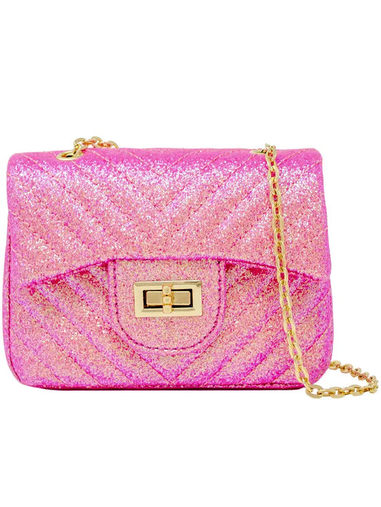 CLASSIC GLITTER WAVE HANDBAG - HOT PINK