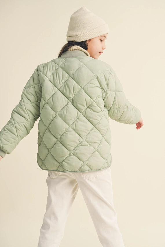 GIRLS QUILTED JACKET - SAGE