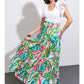 PRINTED WOVEN MAXI SKIRT - GREEN/PINK