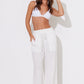 GAUZE WIDE LEG PANT - WHITE