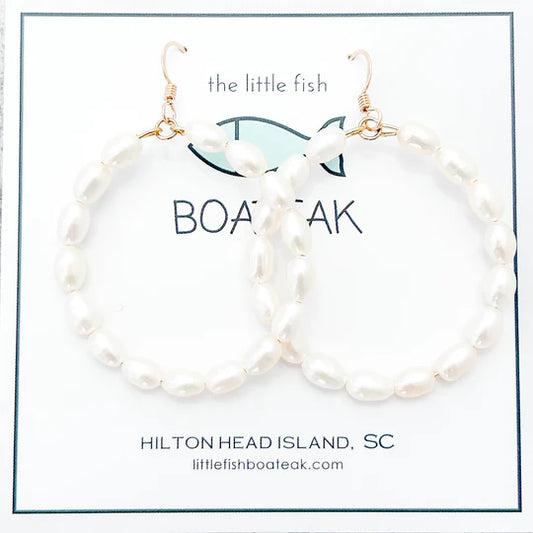 CHARLESTON PEARL LARGE HOOPS - GOLD