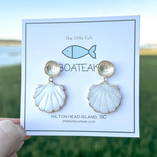 MOTHER OF PEARL CLAM SHELL DANGLES