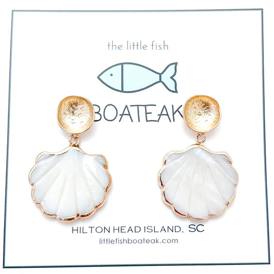 MOTHER OF PEARL CLAM SHELL DANGLES