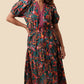 TROPICAL PRINT MIDI DRESS - RED MULTI