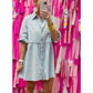 PUFF SLEEVE LIGHT DENIM DRESS