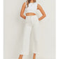 PATCH POCKET WIDE LEG JEANS - OFF WHITE