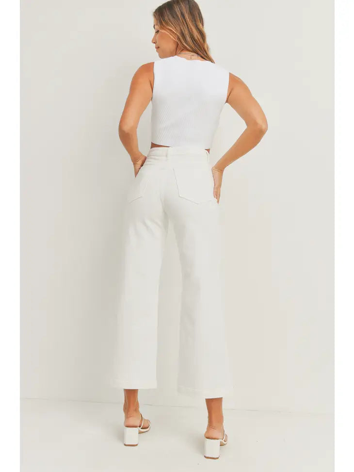 PATCH POCKET WIDE LEG JEANS - OFF WHITE