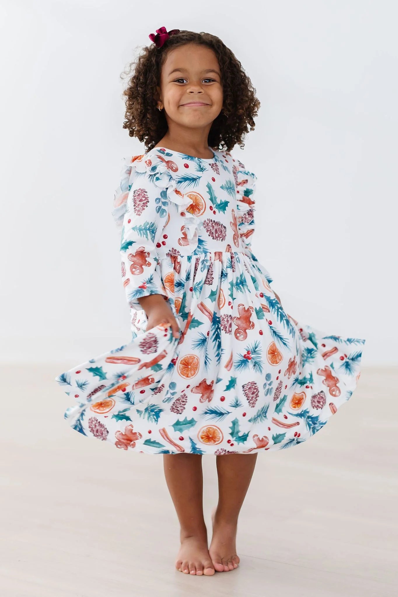 CLASSIC CHRISMAS RUFFLE TWIRL DRESS