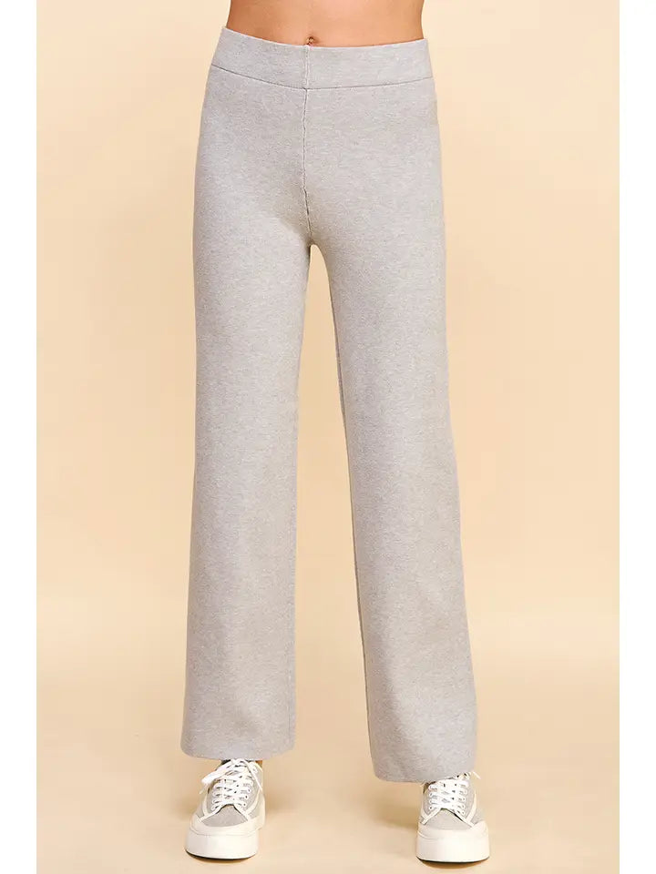 STRAIGHT LEG SWEATER PANTS - HEATHER GREY