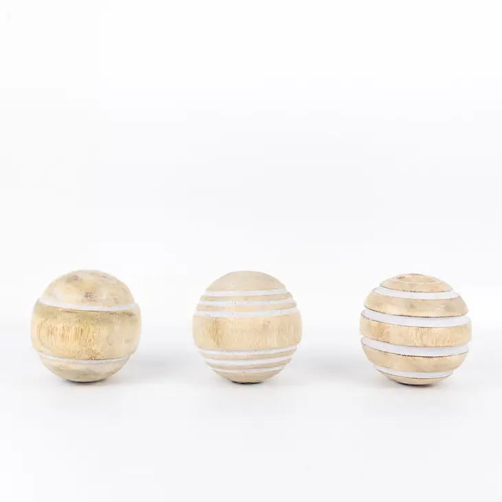 MANGO WOOD WHITE BALL DECOR (ASSORTED)