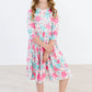 PETAL PERFECTION 3/4 SLEEVE POCKET TWIRL DRESS