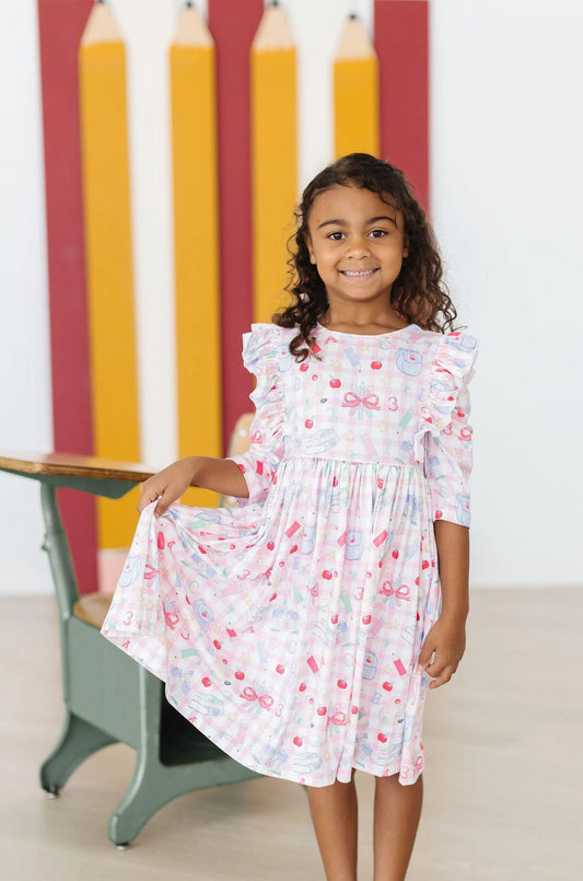 SCHOOL DAYS 3/4 RUFFLE TWIRL DRESS