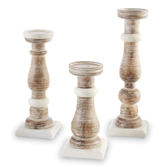 MARBLE WOOD CANDLESTICK