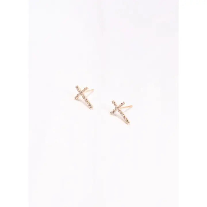 CROSS STUD EARRINGS - GOLD