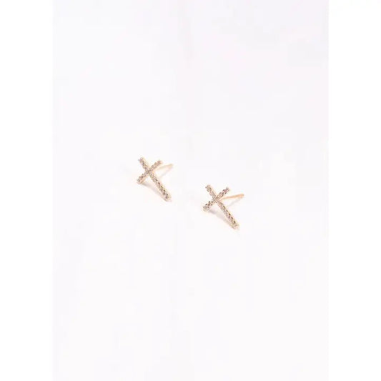 CROSS STUD EARRINGS - GOLD