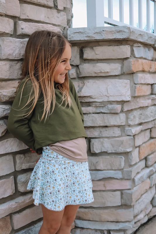 ALMOND FLORAL TENNIS SKIRT