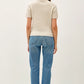 RIBBED WOOL TURTLENECK SHORT SLEEVE SWEATER - OATMEAL