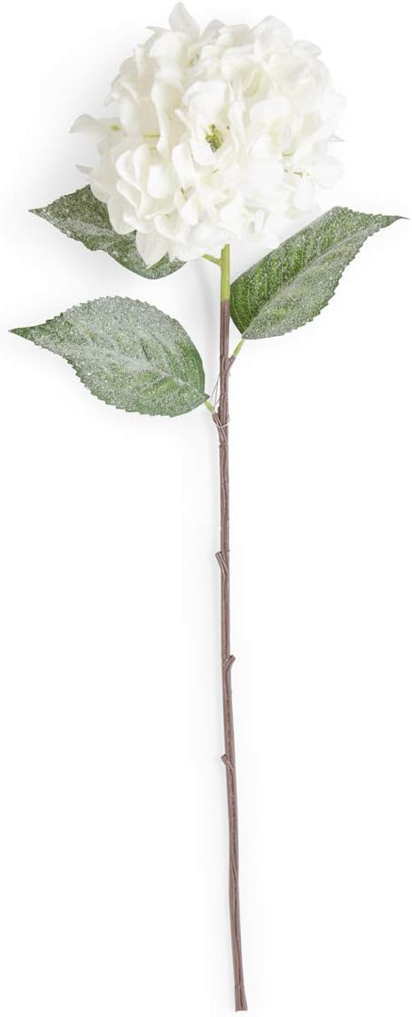 34" WHITE GLITTERED HYDRANGEA STEM