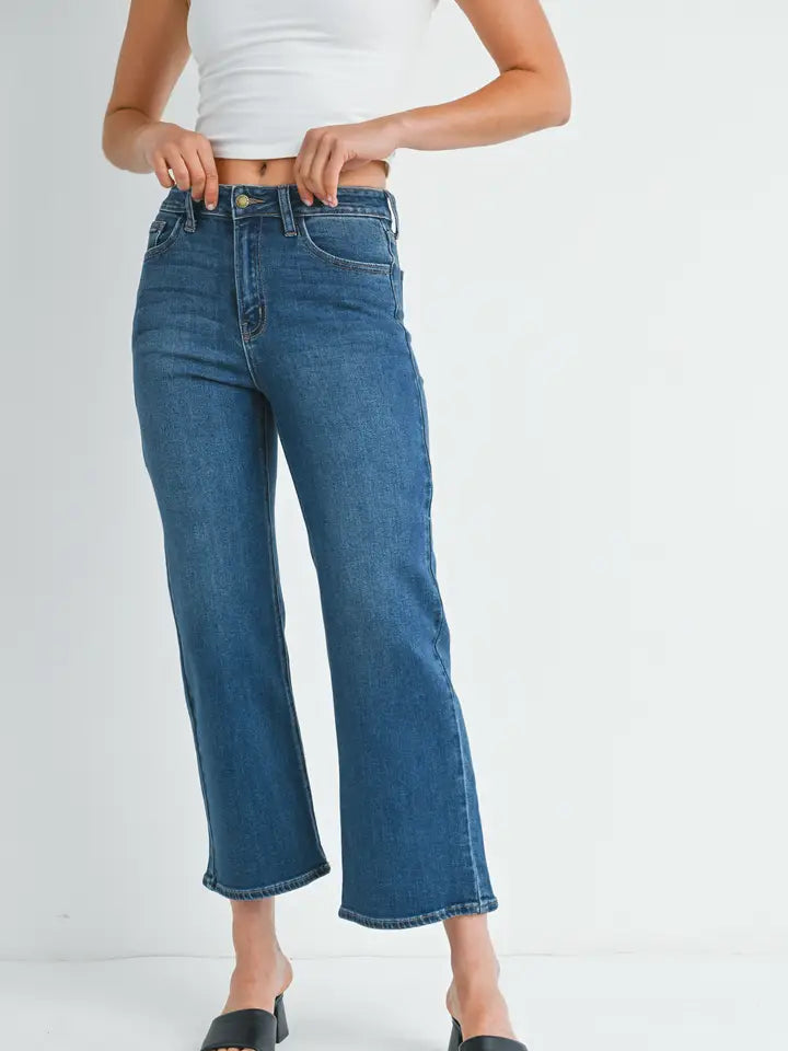 SLIM WIDE LEG - DARK DENIM