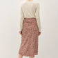 PRINTED MIDI SKIRT - BROWN