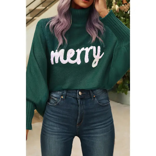 MERRY HIGH NECK SWEATER - GREEN