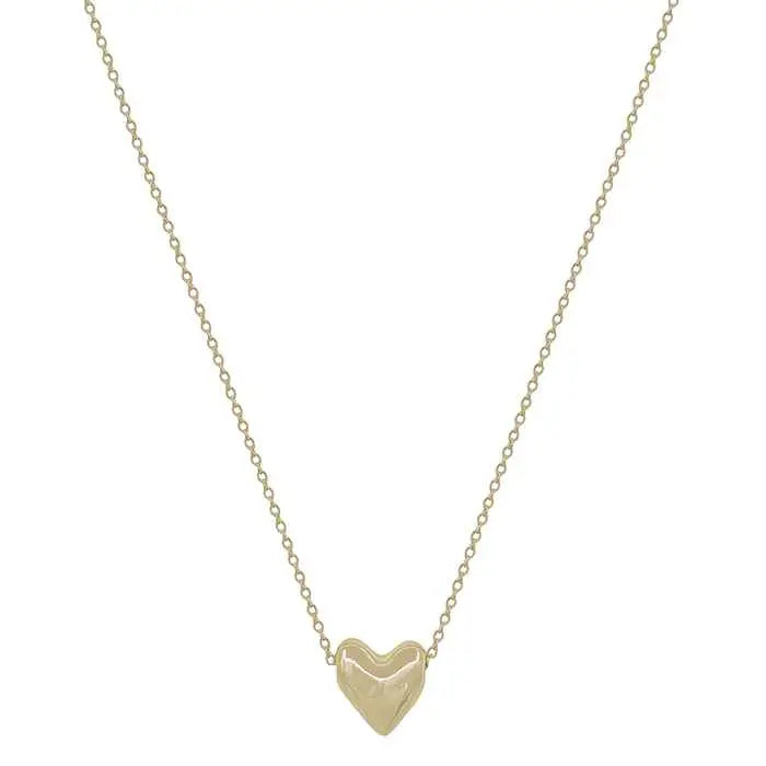 GOLD PUFFY HEART CHARM NECKLEACE 16" - 18"