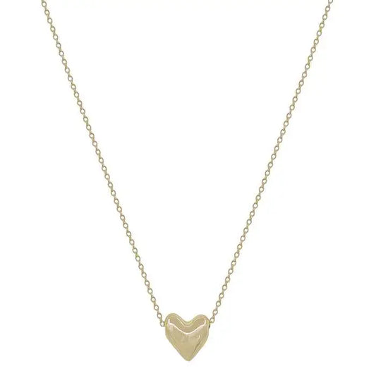 GOLD PUFFY HEART CHARM NECKLEACE 16" - 18"