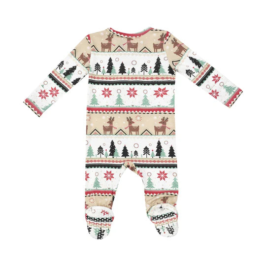 ZIPPER FOOTIE - REINDEER FAIR ISLE