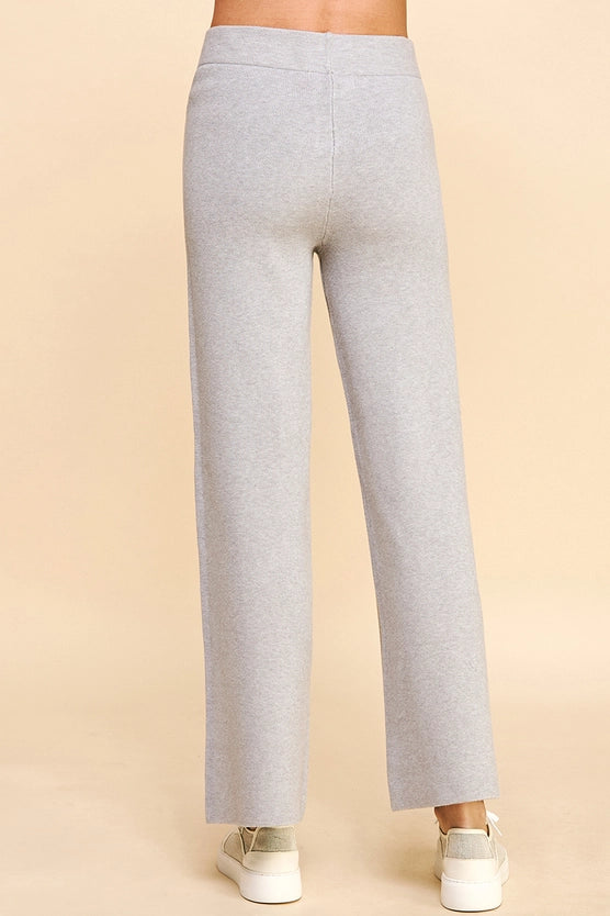 STRAIGHT LEG SWEATER PANTS - HEATHER GREY