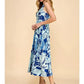 PRINTED TIERED MIDI DRESS - BLUE