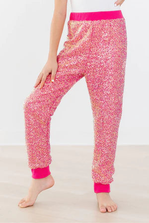 HOT PINK SEQUIN JOGGERS