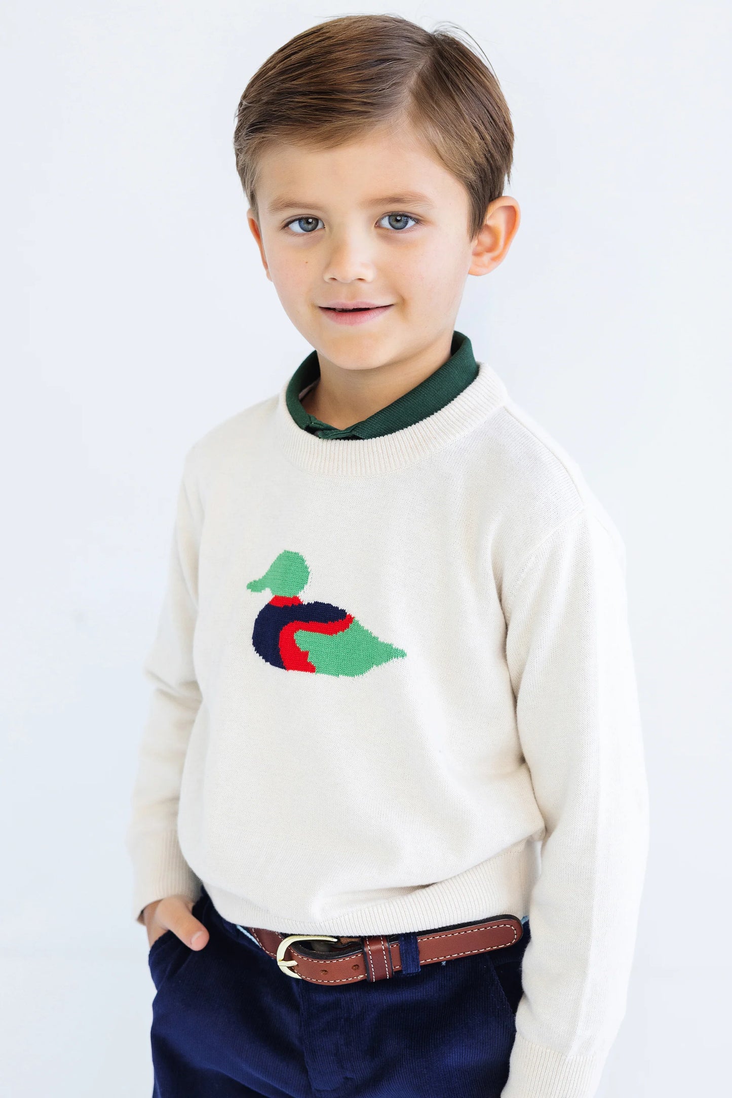 ISAAC'S INTARSIA SWEATER - SANDY SPRINGS STONE/DUCK