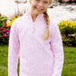 CANTER COLLAR HALF ZIP - GREENVILLE GARDEN/PALM BEACH PINK