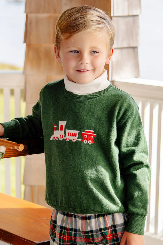 ISAAC'S INTARSIA SWEATER - GRIER GREEN/TRAIN